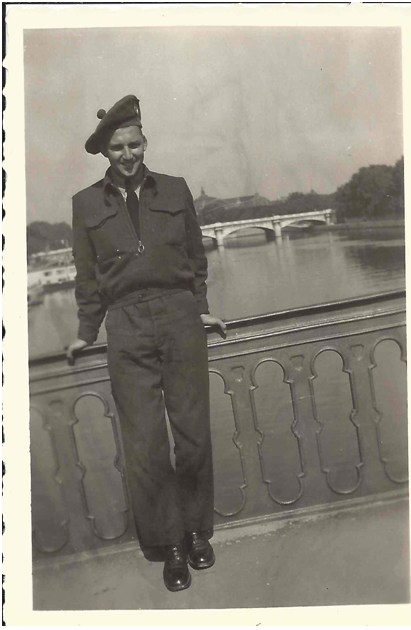 Frank in Paris 1945 wearing Andrew's beret